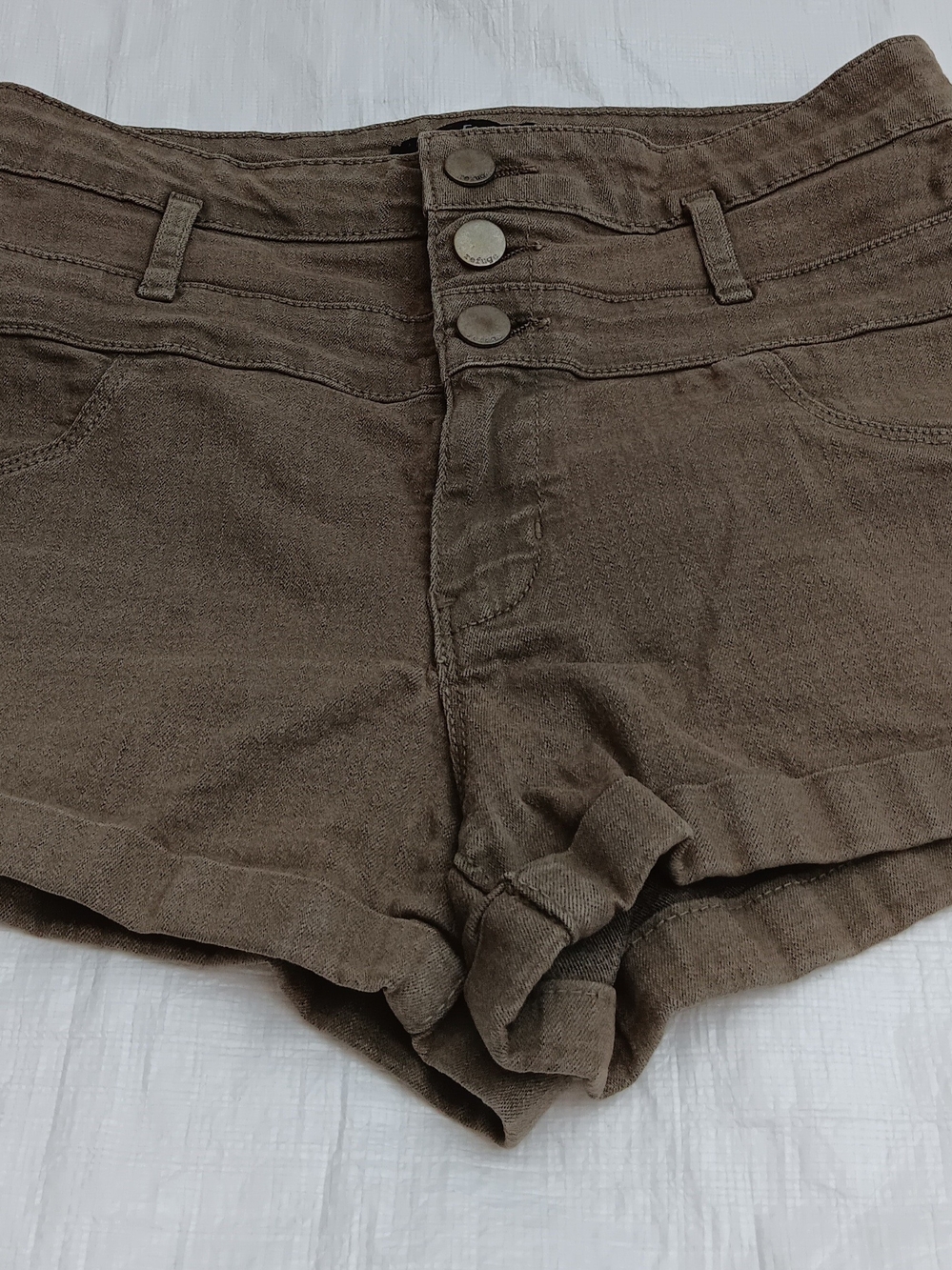 Refuge High-Waist Brown Denim-Style Shorts